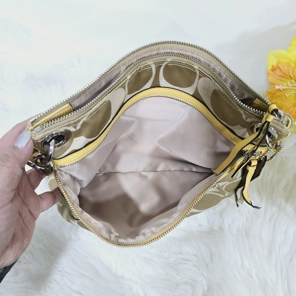 Coach yellow and tan satchel bag